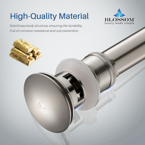 Blossom 1-1/4" Brass Pop up with Overflow - Brush Nickel - BA02 001 02