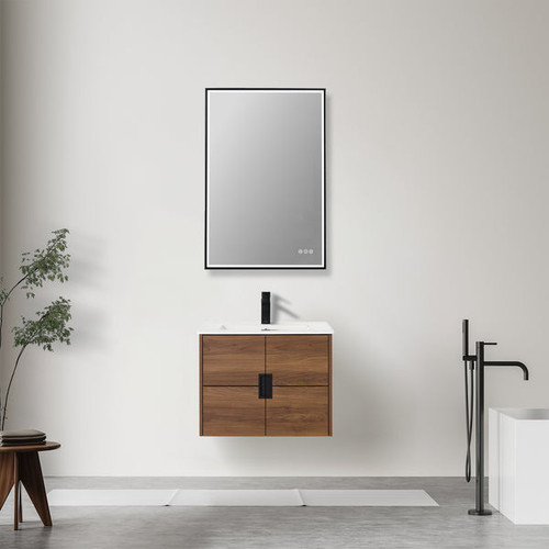 Blossom Bahamas 24" Wall-Hung Vanity w/ Ceramic Sink - Brown Walnut - V8045 24 11 C