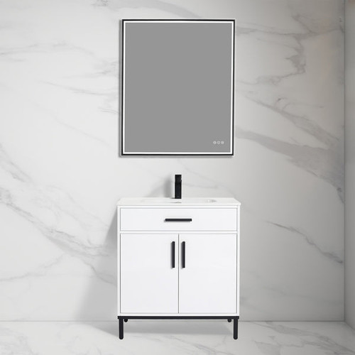 Blossom Lisbon 30" Vanity w/ SMC Sink - Glossy White - V8048 30 01 SM