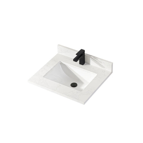 Blossom 24 Inch W Artificial Stone Countertop With Backsplash and Undermount Sink, Calacatta White