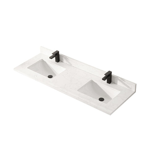Blossom Artificial Stone Counter-Top With Backsplash and Double Sink, Calacatta White - CT5 6022 05 DC