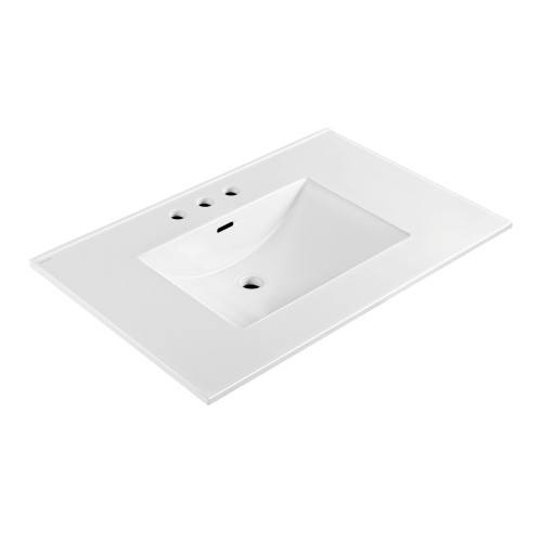 Whitehaus 31" Countertop Vanity Sink with Integrated Rectangular Bowl, Widespread Faucet Drilling and Overflow - WHCS3122-3H