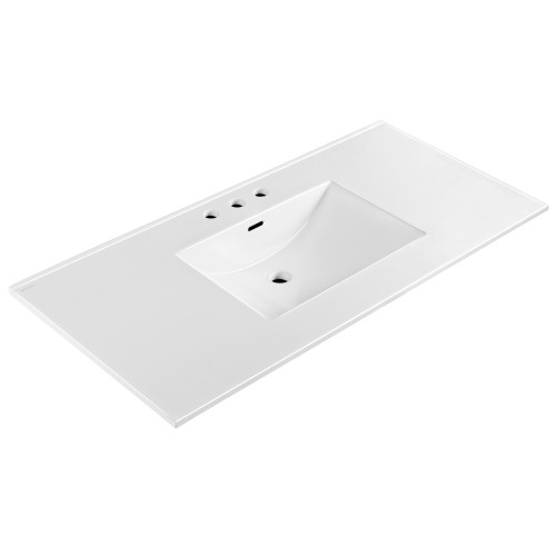 Whitehaus 49" Countertop Vanity Sink with Integrated Rectangular Bowl, Widespread Faucet Drilling and Overflow - WHCS4922-3H