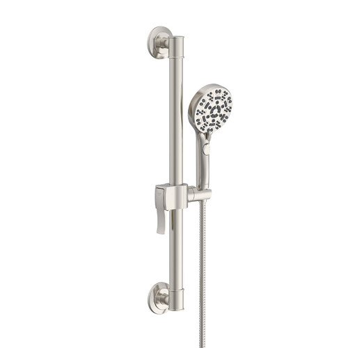 Gerber SteadyStyle Accented Round ADA Grab Bar/ Slide Bar Assembly with Octette 8 Function Hand Shower 1.75 gpm, Brushed Nickel - D461424BN