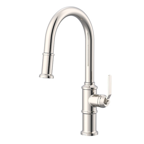 Gerber Kinzie Single Handle Pull-Down Kitchen Faucet w/ Snapback Retraction 1.75gpm, Polished Nickel - D454437PN