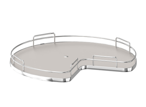 Rev-A-Shelf 28" Gray Solid Bottom Kidney-Shaped Lazy Susan for Corner Base Cabinet w/ Swivel Bearing - 53-401-28BSGR-1