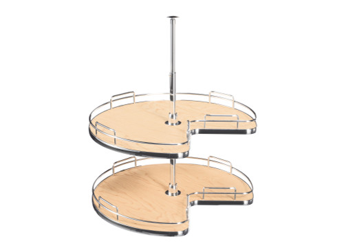 Rev-A-Shelf 28" Maple Solid Bottom 2-Shelf Kidney-Shaped Lazy Susan for Corner Base Cabinet - 53472-28MP-1