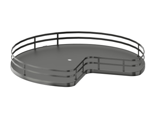 Rev-A-Shelf 28" Orion Gray Solid Bottom Kidney-Shaped Lazy Susan for Corner Base Cabinet w/ Swivel Bearing - 53-401-28BSFOG-1