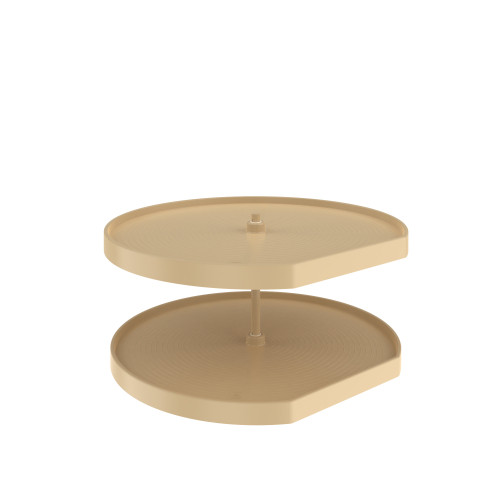 Rev-A-Shelf 32" Almond Lazy Daisy Polymer D-Shaped 2-Shelf Lazy Susan w/Bottom-Mount Hardware for Corner Base Cabinets - LD-2262-32BM-15-1