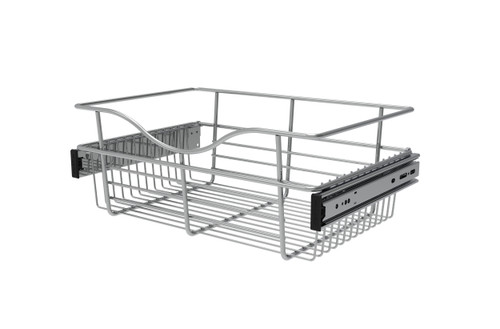 Rev-A-Shelf Chrome 18" Wire Pullout Basket for 12" Deep Closet - 7" H - CB-181207CR-1