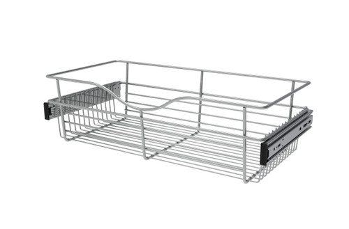 Rev-A-Shelf Chrome 24" Wire Pullout Basket for 12" Deep Closet - 7" H - CB-241207CR-1