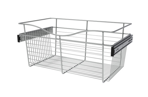 Rev-A-Shelf Chrome 24" Wire Pullout Basket for 14" Deep Closet - 11" H - CB-241411CR-1