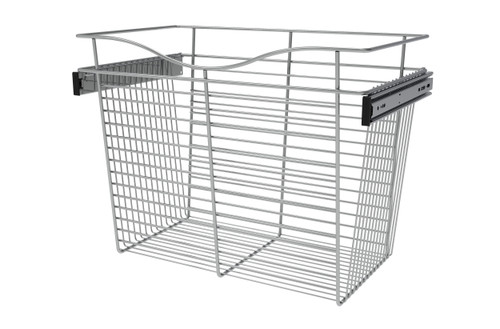 Rev-A-Shelf Chrome 24" Wire Pullout Basket for 14" Deep Closet - 18" H - CB-241418CR-1