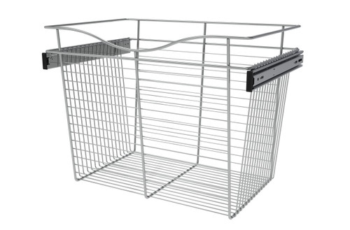 Rev-A-Shelf Chrome 24" Wire Pullout Basket for 16" Deep Closet - 18" H - CB-241618CR-1