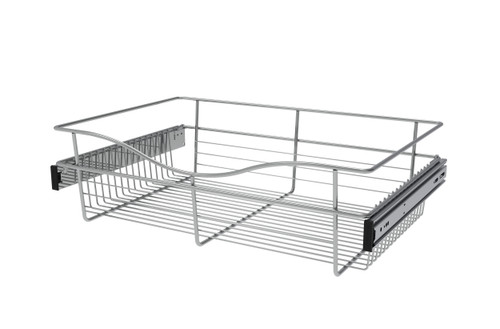 Rev-A-Shelf Chrome 24" Wire Pullout Basket for 16" Deep Closet - 7" H - CB-241607CR-1