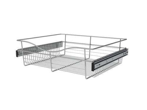 Rev-A-Shelf Chrome 24" Wire Pullout Basket for 20" Deep Closet - 7" H - CB-242007CR-1