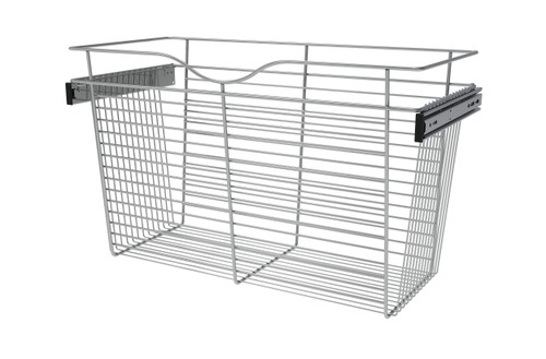 Rev-A-Shelf Chrome 30" Wire Pullout Basket for 14" Deep Closet - 18" H - CB-301418CR-1