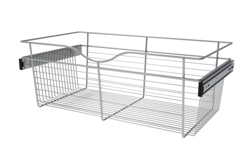 Rev-A-Shelf Chrome 30" Wire Pullout Basket for 16" Deep Closet - 11" H - CB-301611CR-1