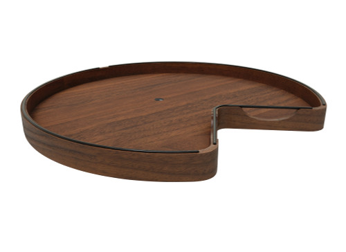 Rev-A-Shelf Craftsman Collection 28" Solid Walnut Kidney-Shaped Lazy Susan for Corner Base Cabinets w/ Swivel Bearing and Black Accents - 4CC-401-WN-28BS-1MB
