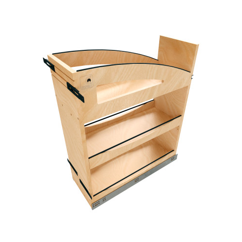 Rev-A-Shelf Craftsman Collection Solid Maple Base Cabinet Pullout Organizer w/ Black Accents and BLUM Soft-Close Slides for 12" Base Cabinets - 448CC-BCSC-8MB
