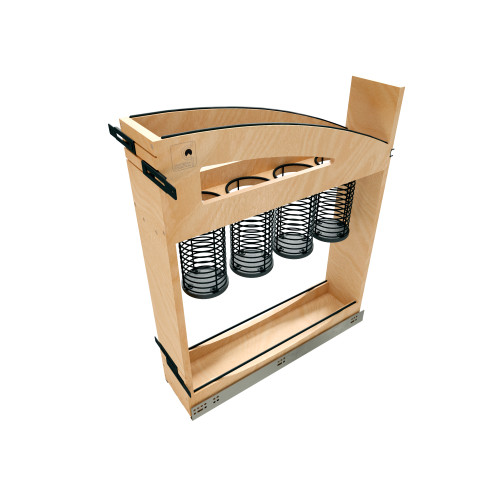 Rev-A-Shelf Craftsman Collection Solid Maple Utensil Pullout Organizer w/ Black Accents and BLUM Soft-Close Slides for 9" Base Cabinets - 448UTCC-BCSC-5MB