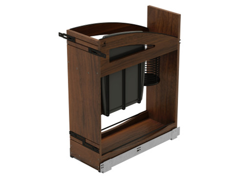 Rev-A-Shelf Craftsman Collection Solid Walnut Knife Block Pullout Organizer w/ Black Accents and BLUM Soft-Close Slides for 12" Base Cabinets - 448KBCC-BCSC-WN-8MB