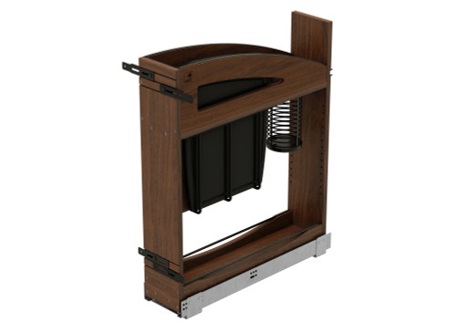Rev-A-Shelf Craftsman Collection Solid Walnut Knife Block Pullout Organizer w/ Black Accents and BLUM Soft-Close Slides for 9" Base Cabinets - 448KBCC-BCSC-WN-5MB