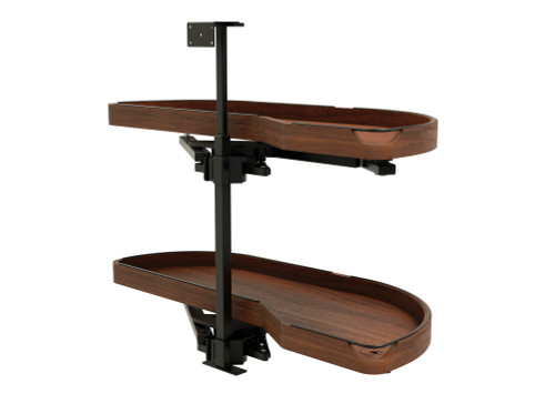 Rev-A-Shelf Craftsman Collection Solid Walnut Two-Tier Girasolo w/ Soft-Close and Black Accents for 15" Right Opening/Blind Left Corner Cabinets - 487CC-WN-15-RMB