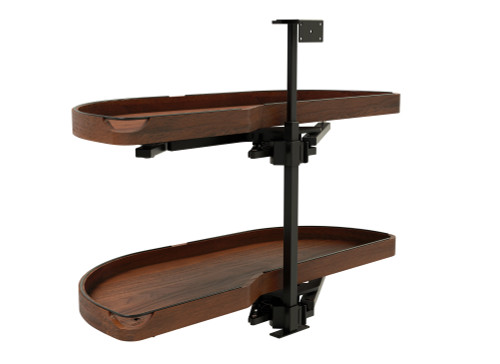 Rev-A-Shelf Craftsman Collection Solid Walnut Two-Tier Girasolo w/ Soft-Close and Black Accents for 18" Left Opening/Blind Right Corner Cabinets - 487CC-WN-18-LMB