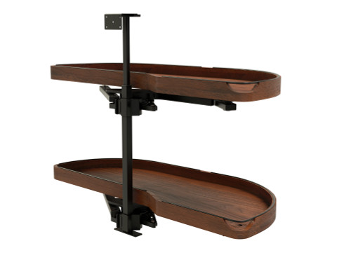 Rev-A-Shelf Craftsman Collection Solid Walnut Two-Tier Girasolo w/ Soft-Close and Black Accents for 18" Right Opening/Blind Left Corner Cabinets - 487CC-WN-18-RMB