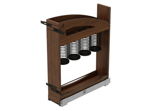 Rev-A-Shelf Craftsman Collection Solid Walnut Utensil Pullout Organizer w/ Black Accents and BLUM Soft-Close Slides for 9" Base Cabinets - 448UTCC-BCSC-WN-5MB