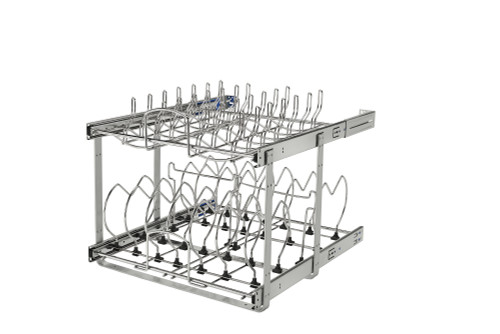 Rev-A-Shelf Two-Tier Steel Wire Pullout Cookware Cabinet Organizer w/ Soft-Close - 5CW2-2122SC-CR