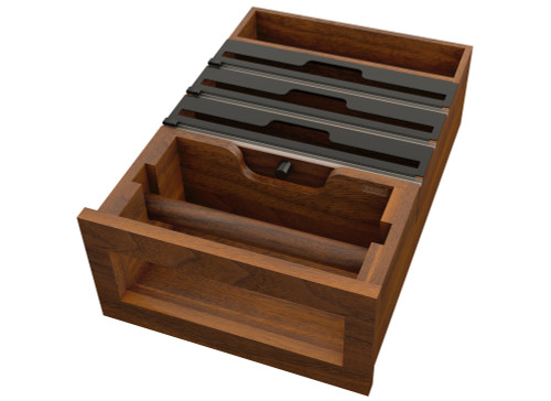 Rev-A-Shelf Walnut Paper Towel and Foil Wrap Tiered Drawer System w/o Slides for 18" Base Cabinets - 4PTTD-WN18H-1