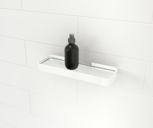 Swanstone Odile Suite Rectangular Shelf with Clear Glass in White - EXRECSHELF.001