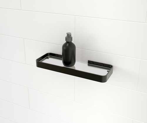 Swanstone Odile Suite Rectangular Shelf with Clear Glass in Matte Black - EXRECSHELF.002
