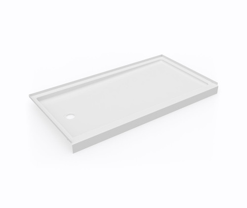 Swanstone 32 x 60 Alcove Shower Pan with Left Hand Drain in White - EXSR03260LM.010