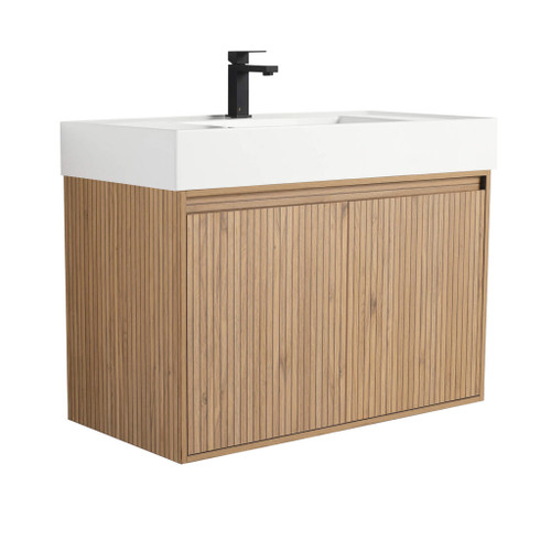Fine Fixtures Crownpoint Wall Hung Vanity 36" Wide, Bright Oak - CR36BO