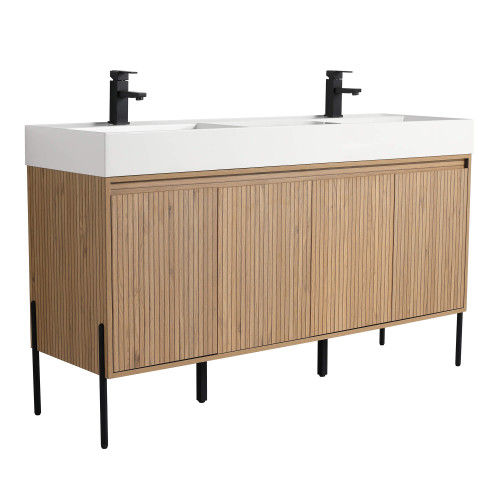Fine Fixtures Crownpoint Freestanding Vanity Cabinet 60" Wide, Bright Oak - CR60BO