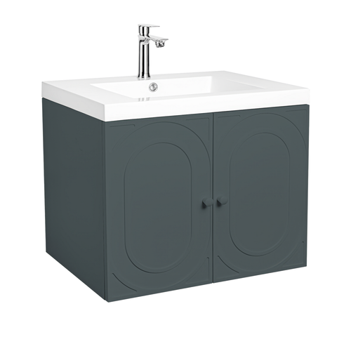 Fine Fixtures French Wall Hung Vanity Cabinet 24" Wide, Charcoal, 2 Doors + 1 Drawer - CU24CH