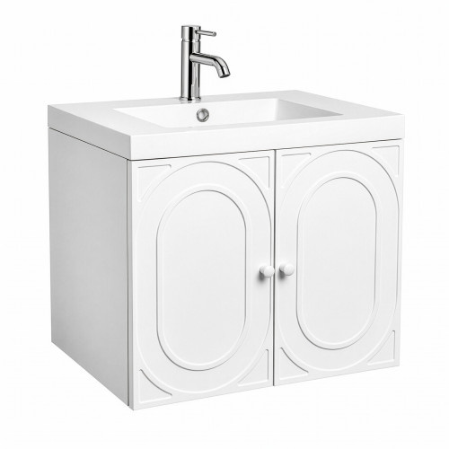 Fine Fixtures French Wall Hung Vanity Cabinet 24" Wide, Matte White, 2 Doors + 1 Drawer - CU24WH