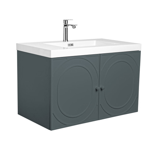 Fine Fixtures French Wall Hung Vanity Cabinet 32" Wide, Charcoal, 2 Doors + 1 Drawer - CU32CH