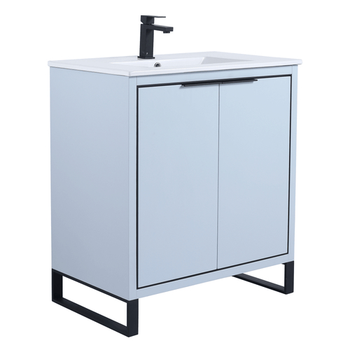 Fine Fixtures Opulence Vanity Cabinet 30" Wide, Pastel Blue With Chrome Hardware - OL30PB-OLH30PC