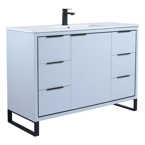 Fine Fixtures Opulence Vanity Cabinet 48" Wide, Pastel Blue With Chrome Hardware - OL48PB-OLH48PC