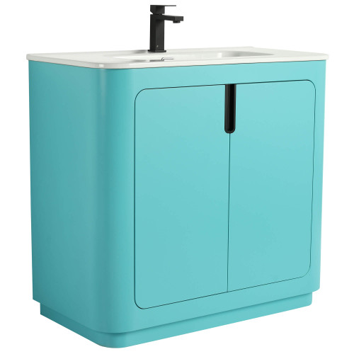 Fine Fixtures Shireplace Vanity Cabinet 36" Wide, Satin Tiffany Blue - SP36TB