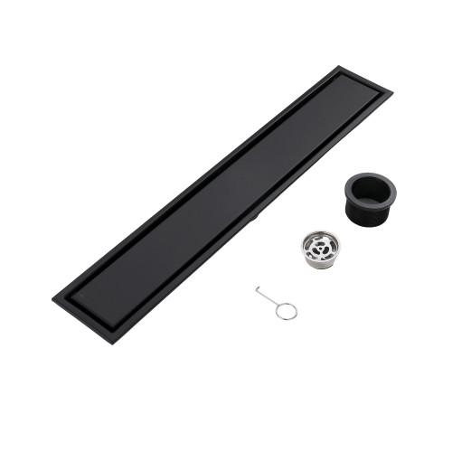Fine Fixtures 24" Contractor-Grade Linear Shower Drain, Matte Black - DRD24BL