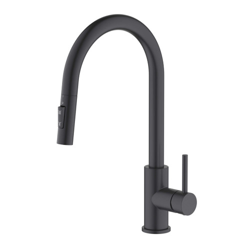 Fine Fixtures Round Pull-Down Kitchen Faucet - Single Hole, Matte Black - FAK2BL