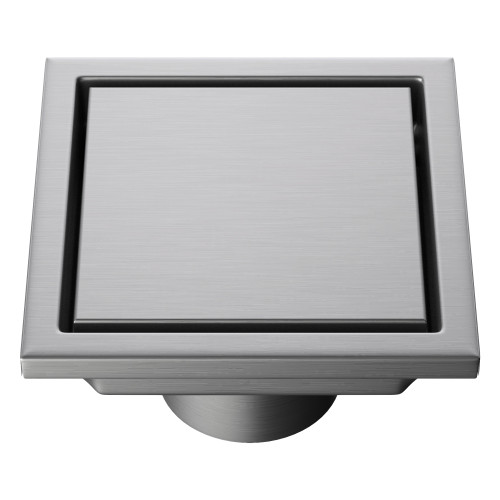 Fine Fixtures 4" Square Shower Drain | Convertible Design | Satin Nickel - DRA4SN