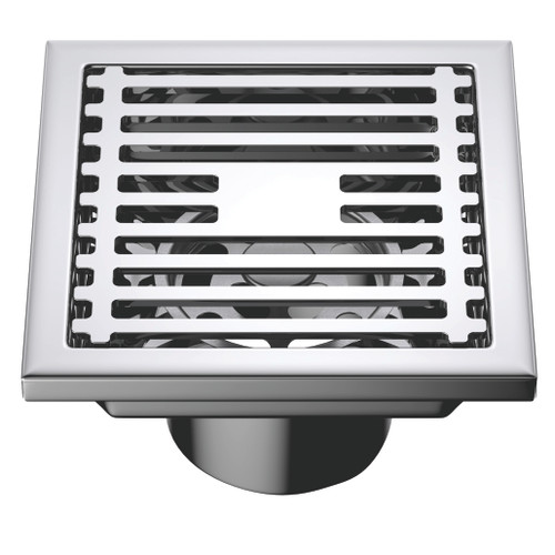 Fine Fixtures 4" Square Shower Drain | Slotted Design | Polished Chrome - DRB4PC
