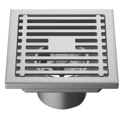 Fine Fixtures 4" Square Shower Drain | Slotted Design | Satin Nickel - DRB4SN