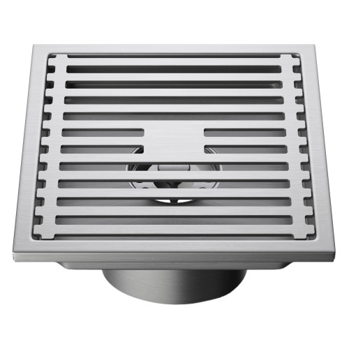 Fine Fixtures 6" Square Shower Drain | Slotted Design | Satin Nickel - DRB6SN